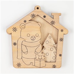 Ёлочная подвеска из дерева своими руками на новый год «Мишка», набор для творчества