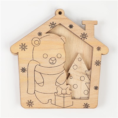 Ёлочная подвеска из дерева своими руками на новый год «Мишка», набор для творчества