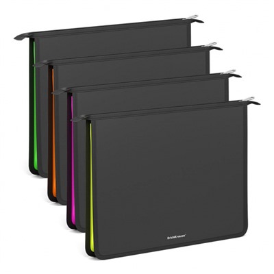 Папка для тетрадей А4 на молнии сверху Matt Accent ассорти 55049 ErichKrause