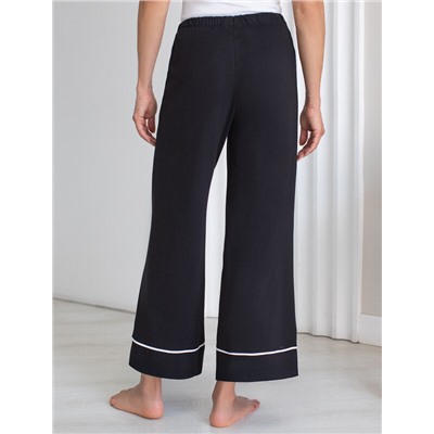 Укороченные брюки из эластичного хлопка с контрастным кантом