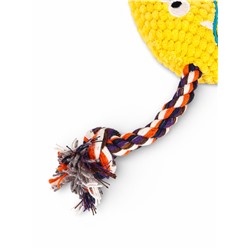 Мягкая игрушка для собак «Монстрик с канатом», 23 см, с пищалкой, жёлтая