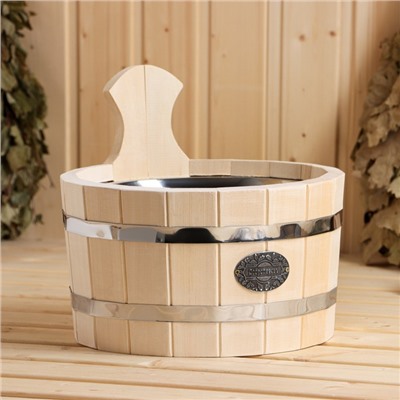 Шайка - таз для бани и сауны, 3 л, нержавеющая вставка, «Добропаровъ»