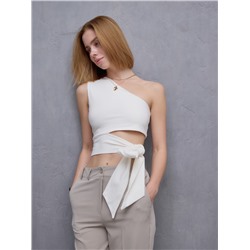 Топ с завязкой на талии женский MINAKU : Casual Collection, белый, размер 46