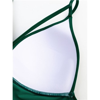 Купальник женский слитный на шнуровке MINAKU, размер 46, зелёный