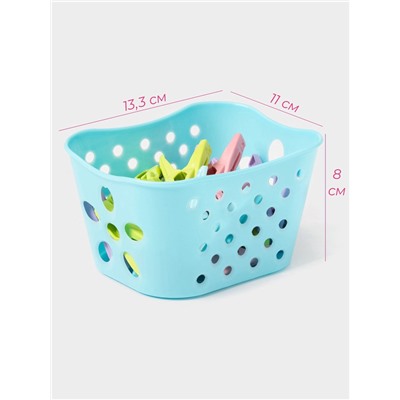 Прищепки для белья в синей корзинке Доляна, 6 см, 20 шт., МИКС