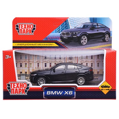Машина металл BMW X6 10,5 см, (черный) инерц, в коробке