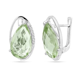 Серьги из серебра зеленый аметист, Грацио