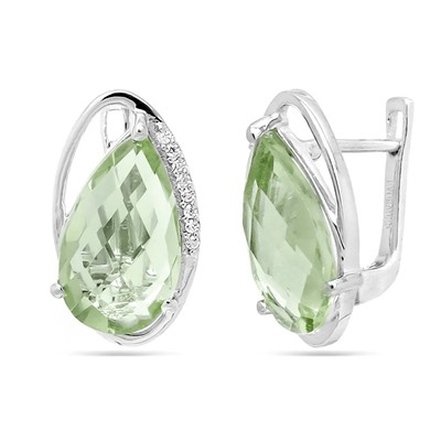 Серьги из серебра зеленый аметист, Грацио