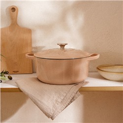 Кастрюля SL Home, d=24.5 см, h=11 см, с эмалированным покрытием, чугун, бежевая