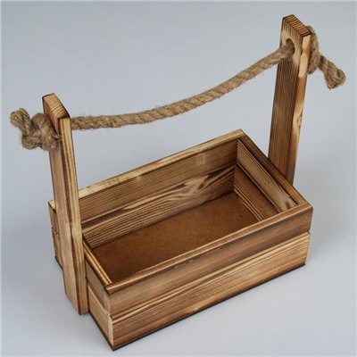 Подарочный ящик «Аром», деревянный, ручка - канат, цвет обожжённое дерево, набор 3 шт.