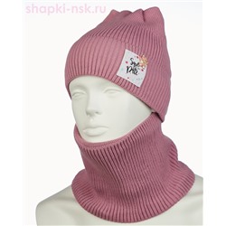03-4-E Комплект для девочки флис (шапка+снуд) (46-50)
