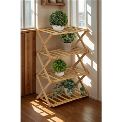 Подставка для цветов Greengo, 4 полки, 50×25×68 см, напольная, бамбук