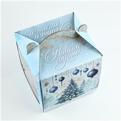 Коробка кондитерская новогодняя с окном, сундук, «Ёлочка», 20×20×20 см