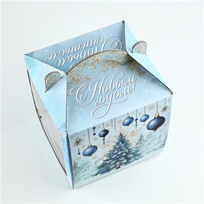 Коробка кондитерская новогодняя с окном, сундук, «Ёлочка», 20×20×20 см