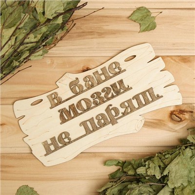 Табличка для бани и сауны «В бане мозги не парят», 30×17 см, деревянная, «Добропаровъ»