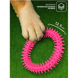 Игрушка для собак «Кольцо с шипами», 12.5 см, розовая
