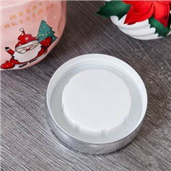 Кружка новогодняя с крышкой, ложка/450 мл/ XWY6653-3 /уп 60/