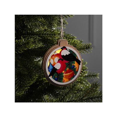 Подвеска световая «Снегири», 10 см, от батареек LR41×3, свечение тёплое белое