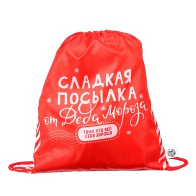Мешок новогодний под сладости «Посылка от Деда Мороза» (полиэстер плотностью 210D) 29×34 см