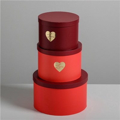 Набор коробок для цветов 3 в 1, упаковка подарочная, «Красный», 18×18×13 см - 25×25×15 см