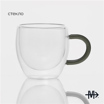 Кружка с двойными стенками Magistro «Адель», 200 мл, стекло, прозрачная