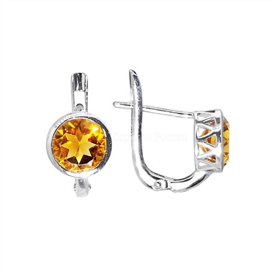 Кольцо из серебра с цитрином родированное 925 пробы GTR-3366-C