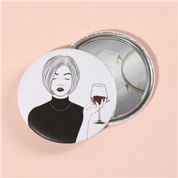 Зеркало карманное WINE NOT, d=7.5 см, рисунок МИКС