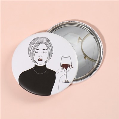 Зеркало карманное WINE NOT, d=7.5 см, рисунок МИКС