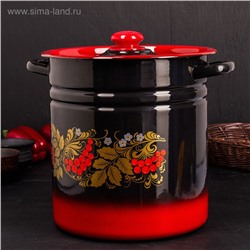 Кастрюля эмалированная, 12 л, d=24 см, цилиндрическая, цвет красно-чёрный