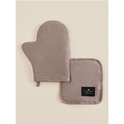 Набор кухонный SL HOME Coniferous: варежка 20×28 см, прихватка 19×19 см, лён 100%,180 г/м²