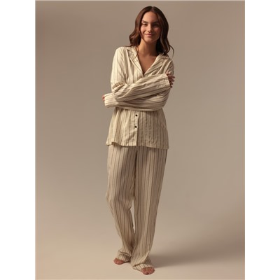 Пижама женская (рубашка, брюки) SL HOME Linen, размер 40-42