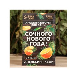 Новогодний набор ароматизаторов «Сочного Нового Года», в подарочной коробке, апельсин, кедр, 2 шт. по 100 мл