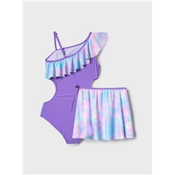 Комплект трикотажный для девочек: купальник, юбка