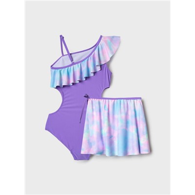 Комплект трикотажный для девочек: купальник, юбка