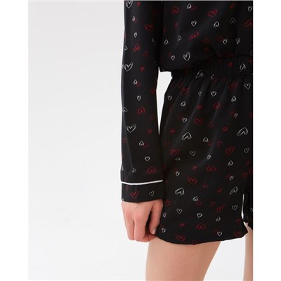 Пижама женская (рубашка, шорты) MINAKU: Light touch, размер 42, чёрная