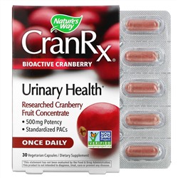 Nature's Way, CranRx, Urinary Health, Bioactive Cranberry, 500 mg, 30 Vegetarian Capsules