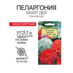 Семена цветов Пеларгония "Брайт дей", ц/п,  F1, 4 шт