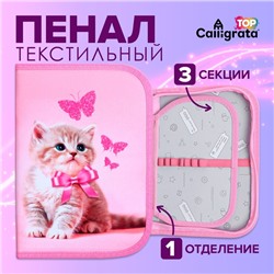 Пенал школьный, 3 секции, 14×21×4 см «Котенок»