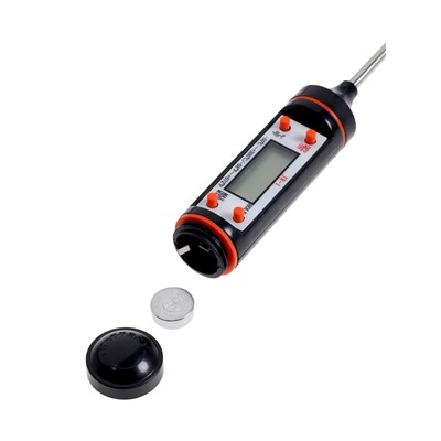 Термометр (термощуп) кухонный JR-1, электронный, на батарейках, с чехлом, чёрный