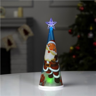 Светодиодная фигура «Ёлка с Дедом Морозом» 7.5×21×7.5 см, пластик, батарейки CR2032×1 (в комплекте), свечение мульти