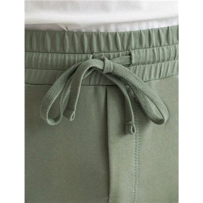 Брюки прямые на резинке из футера двухнитки с эластаном с затяжкой по низу