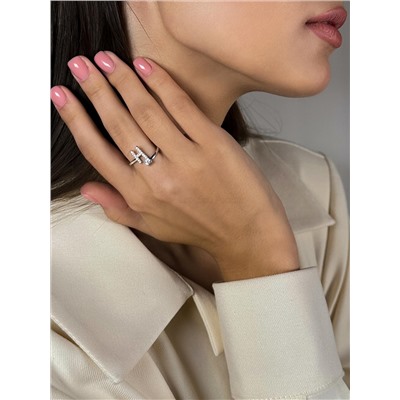 Кольцо из серебра с фианитами родированное - буква "Н" 925 пробы К-4580-Р