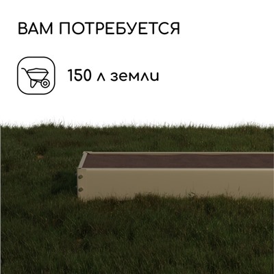 Грядка оцинкованная, 195×50×15 см, Greengo