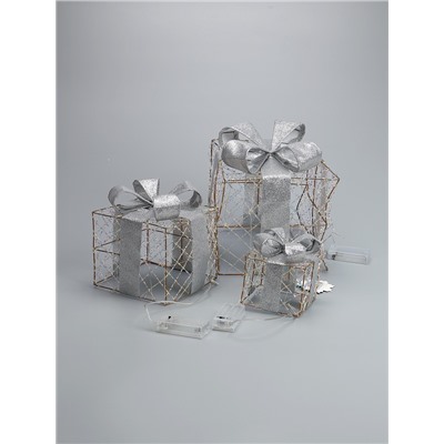 УЦЕНКА Фигура световая «Подарки», 20×15×10 см, 35LED, ААх2 (не в компл.), Т/БЕЛЫЙ