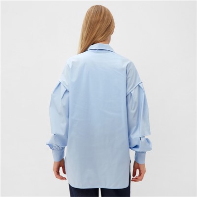 Рубашка женская с объемными рукавами MINAKU: Casual Collection, размер 50, голубая