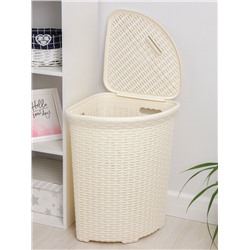 Корзина для белья угловая с крышкой «Ротанг», 60 л, 40.5×40.5×57 см, слоновая кость