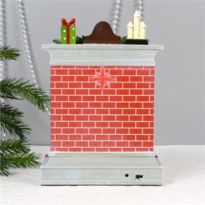 Светильник настольный новогодний 18x10x26 см Камин / NG206-7 /уп 6/ музыкальный