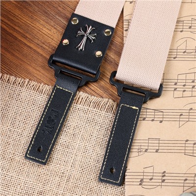 Ремень для гитары Music Life Крест, бежевый, 95-155 см