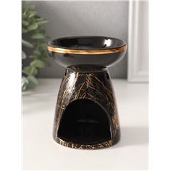 Аромалампа для эфирных масел «Золотой кракелюр на чёрном», керамика, 9.3×9.3×11.8 см