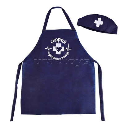 Набор "Медик" 4 предмета (накидка, колпак, градусник, шприц) синий